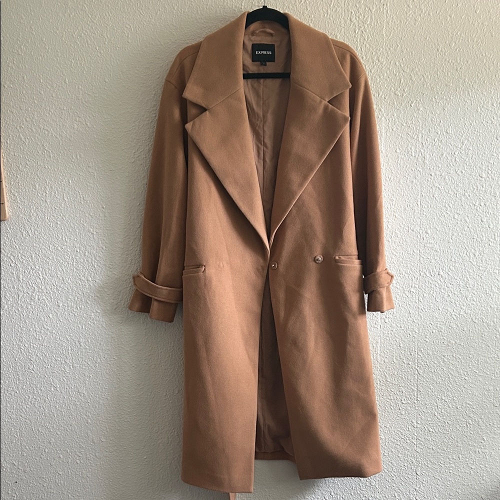 Express Women's Camel Double-Breasted Trench Coat